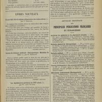0639 - Page 635 - Formulaire. Les sels de calcium dans la spasmophilie / Livres nouveaux. Ce que doit être le régime alimentaire des tuberculeux, par G. Lemoine. [Stephen Chauvet] / Leçons de clinique médicale. Thérapeutique. Maladies du coeur, par H. Desplats. [Stephen Chauvet] / Les apothicaires parisiens au XVIe siècle, par M. Emile Rivière. [A. Brochin] / Articles originaux des principales publications françaises et étrangères. Archives de médecine et de pharmacie navales / Bulletin général de thérapeutique / Bulletin médical / Gazette hebdomadaire des sciences médicales de Bordeaux / Münchener medizinische Wochenschrift / Paris médical