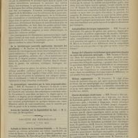 0727 - Page 731 - Sociétés savantes. Académie de médecine. (Séance du 7 avril 1914). Les thromboses pneumococciques des artères du cerveau. M. Menetrier / De la kérithérapie (nouvelle application thermale des paraffines). M. Barthe de Sandfort / La gymnastique vasculaire par le bain progressif alternant. MM. H. Dausset et A. Hanriot / Société de neurologie. (Séance du 5 avril 1914). Aphasie et lésion de la troisième frontale. M. Dufour / A quel pôle naît l'excitation dans l'électrisation unipolaire ? M. Bourguignon / Hypertension intracrânienne opérée depuis cinq ans. M. Souques montre un homme auquel M. Robineau fit / Lymphoedème chronique segmentaire. MM. Sicard et Haguenau / Dosage de l'albumine rachidienne après ponctions étagées au cours des processus méningés. MM. Sicard et Haguenau / Oedème segmentaire. M. Chatelin / Chorée chronique récidivante. MM. Dupré et Heuyer