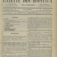 0845 - Page 849 - Sommaire / Nouvelles. Hôpitaux de Paris / Asiles publics d'aliénés de la Seine / Guerre / Distinctions honorifiques