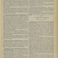 0857 - Page 861 - Sociétés savantes. Société médicale des hôpitaux. (Séance du 1er mai 1914). Constatations oscillométriques dans un cas d'artérite humérale. M. Ph. Pagniez / Le pouls laryngé présystolique du rétrécissement mitral. M. Ch. Laubry / Rhumatisme cérébral et salicylate de soude. M. Josué, procès-verbal et communication de MM. Albert Robin et Lyon-Caen / Traitement de la vulvo-vaginite des petites filles par le vaccin antigonococcique. M. Comby et Mlle Condat / Vitiligo d'origine hérédo-syphilitique. MM. Crouzon et Foix / Société de chirurgie. (Séance du 29 avril 1914). Rupture totale de l'urètre, suture circulaire, guérison sans rétrécissement. M. Marion, sur une observation de M. Veau