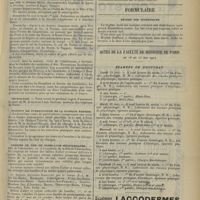 0879 - Page 883 - Nouvelles. Congrès de l'internat des hôpitaux des villes de Facultés / Nécrologie / Institut de puériculture de la Clinique Tarnier / Chemins de fer de Paris-Lyon-Méditerranée / Formulaire. Régime des diabétiques / Actes de la Faculté de médecine de Paris du 18 au 23 mai 1914. Examens de doctorat