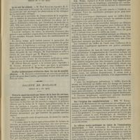 0937 - Page 941 - Sociétés savantes. Académie de médecine. (Séance du 12 mai 1914). La loi sur les aliénés. M. Paul Strauss répond à M. G. Ballet / Greffes épidermiques orbitaires dans les cas de symblépharose. M. Magitot / Société de biologie. (Séance du 9 mai 1914). Polyurie expérimentale par lésion de la base du cerveau, mécanisme régulateur de la teneur en eau de l'organisme (troisième note). MM. J. Camus et G. Roussy / Variations du taux de l'urée sanguine chez les brightiques azotémiques sous l'influence de l'ingestion de chlorure de sodium. M. Pasteur Vallery-Radot. MM. Romalo et Dumitresco ont rapporté un cas de régression d'azotémie / Sur l'origine des anaphylatoxines. MM. W. Kopaczewski et S. Mutermilch / Le réflexe oculo-cardiaque au cours de l'intoxication diphtérique. MM. Aviragnet, H. Dorlencourt et H. Bouttier