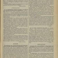 0985 - Page 989 - Analyses. Dermatologie. Glossite losangique médiane de la face dorsale de la langue. (L. Brocq et L.-M. Pautrier. Ann. de dermatologie et de syphiligraphie...) [Pierre Gastinel] / Syphiligraphie. Un cas d'intoxication arsenicale suraiguë à la suite de deux injections intraveineuses de néosalvarsan. (L. Spillmann. Bull. de la Soc. franç. de dermat. et de syphil...) [Pierre Gastinel] / Médecine. Phtisiothérapie. De l'excision galvanique des brides pleurales au cours du traitement par le pneumothorax. (Hervé. Journ. des prat...) [J. Milhit] / Neurologie. Etude anatomique d'un cas d'apraxie. (H. Claude et Mlle Loyez. L'Encéph...) [P. Camus] / Sur le réflexe controlatéral des orteils. (C. Pastine. L'Encéph...) [P. Camus] / Thérapeutique. Traitement de l'orchi-épididymite blennorragique par l'iode colloïdal. (Marcel Deschamps et Jean Perrigault. La Clinique...) [L. Gayard]
