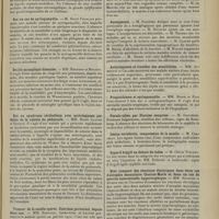 1145 - Page 1149 - Sociétés savantes. Société de neurologie. (Séance du 11 juin 1914). Virilisme épiphysaire. MM. Sicard et Hagueneau / Sur un cas de syringomyélie. M. Henri Français / Double monoplégie dissociée. MM. Regnard et Mouzon / Sur un syndrome cérébelleux avec astéréognosie par lésion de la calotte du pédoncule. MM. Henri Claude et Quercy / Tumeur de la moelle opérée. Guérison persistant depuis deux ans. MM. Babinski, Jarkowski et Lecène / Anosognosie. M. Babinski / Astéréognosie et troubles des sensibilités. MM. Jumentié et Cellier / Prognathisme et syringomyélie. MM. Maire et Foix / Pseudo-tabes par filariose sanguine. M. Gauthier / Lésion vertébrale, compression de la moelle. M. Chartelin / Signe d’Argyll en dehors du tabes. M. Clovis Vincent / Etat comparé des réactions électriques dans deux cas d'atrophie musculaire Charcot-Marie et dans un cas de névrite interstitielle hypertrophique. MM. Souques et Duhem / Tabes et zona. MM. Souques, Baudouin et Lantuéjoul