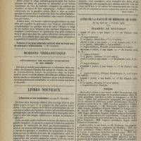 1146 - Page 1150 - Sociétés savantes. Société de neurologie. (Séance du 11 juin 1914). Tabes et zona. MM. Souques, Baudouin et Lantuéjoul / Memento thérapeutique. Convalescence des maladies infectieuses et des opérés / Livres nouveaux. L'Hystérie et son traitement ; par P. Sollier. [Paul Camus] / Actes de la Faculté de médecine de Paris du 29 juin au 4 juillet 1914. Examens de doctorat / Thèses