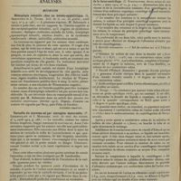 1240 - Page 1244 - Sociétés savantes. Société de neurologie. (Séance du 25 juin 1914). Lésions corticales de la chorée aiguë, corps microbiens. M. Tinel / Analyses. Médecine. Hémiplégie infantile chez un hérédo-syphilitique. (L. Babonneix et L. Tixier. Bull. de la soc. de pédiat...) [Stephen Chauvet] / Varicelle du nouveau-né par contagion maternelle. (P. Lereboullet et I. Moricand. Arch. de méd. des enfants...) [Stephen Chauvet] / Contribution au dosage de l'albumine urinaire au moyen de la force centrifuge. (C. Strzyzowski. Revue suisse de médecine...) [Stephen Chauvet]