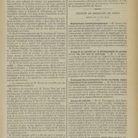 1255 - Page 1259 - Sociétés savantes. Société de chirurgie. (Séance du 1er juillet 1914). Anesthésie locale. M. Reclus / Société de médecine de Paris. (Séance du 27 juin 1914). Néphrectomie transdiaphragmatique. M. Gaston Alexandre / Action de la thyroïde sur le développement du système osseux. Son rôle dans le rachitisme. M. A. Tilmant, sur les travaux de Léopold-Lévi et de Rothschild / Traitement des incontinences d'urine survenant comme complication d'une prostatectomie. M. Denis Courtade / Cancers du testicule. M. Le Fur, sur deux observations dont l'examen histologique a été pratiqué par M. le Professeur Letulle