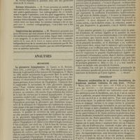 1303 - Page 1307 - Sociétés savantes. Société de chirurgie. (Séance du 8 juillet 1914). L’anesthésie locale. M. Lejars / Estomac biloculaire. M. Pozzi / Constriction des mâchoires. M. Morestin / Analyses. Médecine. La glycosurie hypophysaire. (J. Camus et G. Roussy. Paris méd...) [J. Milhit] / Tolérance paradoxale des diabétiques pour les hydrates de carbone. (Rathery. Paris méd...) [J. Milhit] / Chirurgie. Blessures accidentelles de la portion descendante du duodénum pendant l'ablation du rein droit. (William J. Mayo. Journ. Amer. med. Assoc...) [F. Gardner] / Une nouvelle méthode pour le rétablissement de la continuité des trompes de Fallope ou du canal déférent. (S. L. Christian et E. L. Sanderson. Journ. amer. med. Assoc...) [F. Gardner]