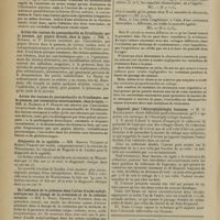 1400 - Page 1404 - Sociétés savantes. Société de biologie. (Séance du 25 juillet 1914). Altération de la sécrétion rénale après l'ablation des glandes surrénales. MM. R. Porak et H. Chabanier / Action des toxines du pneumobacille de Friedländer sur le poumon, par piqûre directe, chez le lapin. MM. A. Rochaix et P. Durand / Action des toxines du pneumobacille de Friedländer, sur le poumon, par inoculation intratrachéale, chez le lapin. MM. A. Rochaix et P. Durand / Diagnostic de la syphilis. MM. Maurice Villaret et Robert Pierret / De l'influence de la présence dans l’urine d’acide acétylacétique sur le dosage de la créatinine et de la créatine urinaire. MM. L. Binet, Deffins et Rathery / Essais de détermination de la chronaxie à travers la peau chez l’homme. Variation de la résistance du sujet en fonction du voltage. MM. G. Bourguignon et A. Barré / Appareil pour l’électrophysiologie humaine. M.G. Bourguignon / Pratique médicale. Sur l’emploi de l’argile imprégnée de phosphate d’argent
