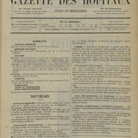 1417 - Page 1421 - Sommaire / Nouvelles. Écoles de médecine / Distinctions honorifiques / Médailles de l’assistance publique / Guerre / Concours du prix civiale / Asile départementale de Nanterre / Congrès international d’hygiène scolaire / Renseignements