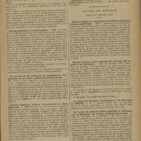 0147 - Page 139 - Sociétés savantes. Société de neurologie. (Séance du 7 janvier 1926). Persistance de la sensibilité cutanée et profonde après radicotomie postérieure pour causalgie. MM. Sicard, Haguenau et Lichtwitz / Réflexes pendulaires et hypertoniques. MM. Ch. Foix et Julien Marie / Un nouveau cas de vérification de nystagmus du voile, symptôme de la calotte pédonculo-protubérantielle. MM. Foix et Tinel / Palilalie syllabique. Sclérose intracérébrale en foyers disséminés. MM. Ch. Foix et J.-A. Chavany / Syndromes neuro-psychiques des colites alcalines. MM. P. Béhague et A. Mathieu de Fossey / Société de biologie. (Séance du 5 décembre 1925). Diabète insipide par encéphalite infundibulo-tubérienne d'origine syphilitique. MM. L. Babonneix et J. Lhermitte / Identité d'action cardio-vasculaire du principe actif du genêt et de l'adrénaline. MM. H. Busquet et Ch. Vischniac / La théorie de l'autolyse transmissible et les objections de d'Hérelle. M. J. Bordet / De l'action de quelques agents physiques et chimiques sur la floculation des sérums antiméningococciques. MM. R. Dujarric de la Rivière et Et. Roux / Syphilis et tuberculose. MM. A. Vernes, R. Bricq et A. Gazer