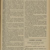 0593 - Page 585 - Actualités. La rachifibrinimétrie. Diagnostic de la nature inflammatoire ou mécanique des dissociations albumino-cytologiques du liquide céphalo-rachidien ; par le Docteur Léon Pollet... / Sociétés savantes. Société de médecine de Paris. (Séance du 9 avril 1926). Un cas de dyskératoise vaginale ou dermatose précancéreuse de Bowen. MM. Dartigues et Mircouche