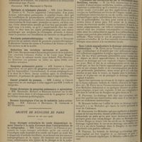 1010 - Page 1002 - Sociétés savantes. Société médicale des hôpitaux. (Séance du 23 juillet 1926). Rhumatisme tuberculeux. MM. Babonneix et Mornet / Epilepsie et éclampsie pleurale. MM. Léon Bernard, F. Coste et G. Valtis / Paralysie postsérothérapie. MM. Léri et Escalier / Réduction des vertèbres cervicales et sacrées. MM. Léri, Baumgartzer et Escalier / Gangrène pulmonaire guérie. MM. Loepper et Garcin / Cancer primitif du poumon. MM. Loeper et Garcin / Forme chronique de grangrène pulmonaire à spirochètes. MM. Bezançon, Moreau et Bernard / Société de médecine de Paris. (Séance du 26 juin 1926). Corps étranger articulaire du coude diagnostiqué tumeur blanche à la suite d'erreurs dans l'interprétation de la radiographie. MM. Cazin et Dupuy de Frenelle / A propos de la palpation de l'appendice. M. Pron / Traitement des colibacilluries par la vaccination locale. Bouillons, vaccins. M. Le Fur / Dans l'abcès appendiculaire le drainage abdominovaginal systématique. M. Petit de la Villéon / Scolioses paralytiques. M. Roederer / Asthme et tuberculose. M. J. Sédillot