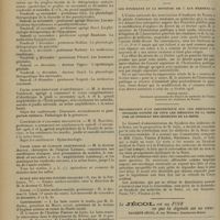1498 - Page 1490 - Informations. Cours de la Faculté de médecine de Paris. Clinique des maladies cutanées et syphilitiques / Thérapeutique (Professeur : M. Paul Carnot) / Cours complémentaire d'obstétrique / Conférences d'anatomie descriptive / Cours libre de clinique chirurgicale / École des hautes-études sociales. Cours / Conférences / Intérêts professionnels. Les étudiants et la moyenne de 7 aux examens. [Pierre Nigay] / Organisation d'un référendum sur les assurances sociales auprès de tous les médecins de la Seine par le syndicat des médecins de la Seine