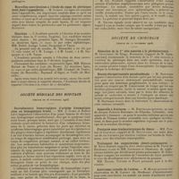 1570 - Page 1562 - Sociétés savantes. Académie de médecine. (Séance du 30 novembre 1926). Fréquence de la fuso-spirochétose bronchique. MM. Paul Lafosse et Jacques Langle... / Nouvelles contributions à l'étude du signe du phrénique droit dans l'appendice. M. Iliescu / Elections / Société médicale des hôpitaux. (Séance du 26 novembre 1926). Recrudescence hémorragipare d'origine traumatique chez un hémogénique fruste. MM. A. Clerc et Robert Lévy / Infection staphylococcique avec endocardite. Guérison. M. Ch. Flandin / Société de chirurgie. (Séance du 10 novembre 1926). Résection de la 1re côté associée à la phrénicectomie. M. Jacovobici... / Hernie rétropéritonéale paraduodénale. M. Hartmann / Appareils à fractures. M. Rouvillois / Fractures sous-trochantériennes du fémur. MM. Plisson et Clavelin / Traitement des suppurations pleuro-pulmonaires. M. Roux-Berger / Anévrisme cirsoïde de l'utérus. M. Moure / Traitement de la coxa vara. M. Cholder... / Cancer du col et métastases. M. Jeanneney...