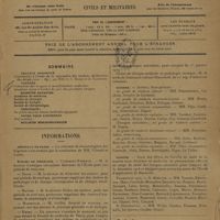 0009 - Page 1 - Sommaire / Informations. Hôpitaux de Paris / Écoles de médecine. Clermont-Ferrand / Dijon / Nantes / Marseille / Reims / École d'application des troupes coloniales / Guerre / Marine
