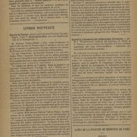 0040 - Page 32 - Intérêts professionnels. La maison syndicale des médecins à Paris / Livres nouveaux. Oeuvres de Pasteur, réunies par le Docteur Pasteur Valléry-Radot. Tome V : Etude sur la bière, avec une théorie nouvelle de la fermentation / Causes et traitements des rhumatismes chroniques, par R.-J. Weissenbach..., et F. Françon... / Actes de la faculté de médecine de Paris. Thèses