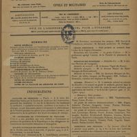 0061 - Page 53 - Sommaire / Informations. Facultés de médecine. Paris / VIIe Centenaire de l'université de Toulouse / Société nationale de chirurgie / Société de médecine légale / Légion d'honneur. Ministère des colonies / Médaille des épidémies / Guerre / Tribunaux des pensions