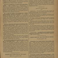 0075 - Page 67 - Sociétés savantes. Société de biologie. (Séance du 22 décembre 1928). Nouvelle contribution à l'étude de l'action cardiaque du chlorhydrate d'éphédrine naturelle sur le lapin. MM. L. Launoy et P. Nicolle / De la vaccination « per os » contre la paratyphique B. M. W. N. Kosmodemiansky / Etude sur la purification et la nature de la toxine dysentérique. MM. S. Hosoya et G. J. Stefanopoulo / Sur la durée de vitalité et de virulence de « Trichophyton gypseum » incorporé à des litières. M. A. Urbain / Action de l'ultravirus tuberculeux sur la formule hémoleucocytaire chez le cobaye. MM. T. De Sanctis Monaldi / Sur les lésions ganglionnaires produites chez le cobaye par la tuberculine brute. MM. A. Saenz et F. Van Deinse / Société de stomatologie de Paris. (Séance du 20 novembre 1928) / Essai de physiologie mandibulaire chez les carnivores. M. Lafon / Propos sur un accident de dent de sagesse. M. Gornouec / (Séance du 18 décembre 1928) / Comité médical des Bouches-du-Rhône. (Octobre-novembre 1928). Présentation d'un malade porteur d'une prothèse palatine. MM. Beltrami et Maurech / Sarcomatose multiple hémorragique de Kaposi. MM. Paul Vigne et Buisson / Nanisme familial chez deux soeurs. MM. Henri Roger, Albert Crémieux et Joseph Pourtal
