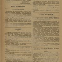 0078 - Page 70 - Jurisprudence et législation. Accident du travail. [H. Ribadeau Dumas] / Notes de pratique. Insuffisance aortique / Congrès. Ve Congrès international de médecine et de pharmacie militaires / IVe Congrès de la société internationale d'urologie / Livres nouveaux. Comment doit vivre le diabétique. Régime et insuline, par R.-D. Lawrence... / Actes de la faculté de médecine de Paris. Thèses
