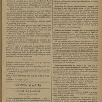 0089 - Page 81 - Le traitement de l'éclampsie par le somnifène ; par le Docteur Jean Larribère / Sociétés savantes. Société de biologie. (Séance du 5 janvier 1929). Toxine dysentérique purifiée abiurétique. MM. S. Hosoya et G. Stefanopoulo / Essais sur l'immunité antitoxique. De l'influence des injections d'antigènes microbiens non spécifiques sur la production des antitoxines. M. G. Ramon / Propriétés des sérums antigangréneux préparés par injections de microbes formolés seuls. MM. Weinberg et J. Barotte / L'emploi des toxines formolées dans la préparation des sérums antigangréneux. MM. Weinberg et J. Barotte / Variations simultanées du chlore et de l'urée dans le sang des sujets atteints de néphrite chronique. M. Laudat / Chimiothérapie dans la série de la morphine. MM. Brissemoret et A. Challamel