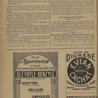 0092 - Page 84 - Livres nouveaux. Précis de technique du séro-diagnostic de la syphilis. Réactions d'hémolyse. Réactions de floculation, par R. Demanche / Thérapeutique digestive. Les principaux médicaments, par M. G. Faroy... / Le traitement curatif de l'asthme, par Paul Cantonnet