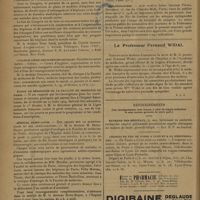 0096 - Page 90 - Informations. Hommage au professeur Maurice Rivière / Le Congrès international d'hospitalisation / Collège libre des sciences sociales / École de sérologie de la faculté de médecine de Paris / Hôpital Saint-Louis / Bal de la médecine française / Bibliographie / Le Professeur Fernand Widal. [Nécrologie] / Renseignements