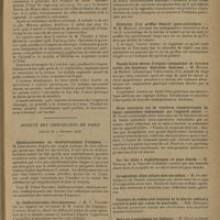 0113 - Page 107 - Sociétés savantes. Académie de médecine. (Séance du 15 janvier 1929). L'épidémie de fièvre jaune de 1928 à Rio de Janeiro / Colite chronique grave. Colectomie gauche. Segment colique remplacé par une anse grêle. Guérison. M. Victor Pauchet / Société des chirurgiens de Paris. (Séance du 7 décembre 1928). Cholécystectomie ou cholécystostomie d'urgence. M. Desjardins / La cholécystectomie sous-muqueuse. M. V. Pauchet, sur un travail de M. Coryn / La déligamentopexie. M. R. Bonneau / Corps étrangers de la tunique vaginale. M. Lavenant / Evolution d'un greffon fémoral juxta-articulaire. M. R. Massart / Pseudo-kyste séreux d'origine traumatique de l'arrière cavité des épiploons. Opération. Guérison. M. Muller / Deux nouveaux cas de fractures transcervicales du fémur consolidées osseusement par l'appareil plâtré. M. Judet / Sur les abcès à staphylocoques en pays chauds. M. Nicolas / Invagination côlon-colique chez une enfant. M. Duchet Suchaux / Fracture du radius avec luxation de la tête du cubitus à travers la peau par retour de manivelle. MM. Barbarin et Mariau / Deux cas d'autoplastie par lambeau. M. Burty
