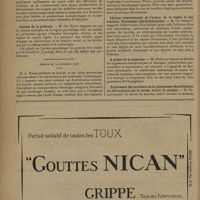 0158 - Page 154 - Sociétés savantes. Société de médecine de Paris. (Séance du 14 décembre 1928). Sur les migraines hépato-hypophysaires. M. Léopold-Lévi / Les faux morbus coxae senilis et les vrais. M. Roederer / Calculs de la prostate. M. Ch. David. (Séance du 29 décembre 1928) / Les ondes galvaniques alternatives à longues périodes en thérapeutique. M. Laquerrière / Lésions tuberculeuses de l'urètre, de la vessie et des uretères. Traitement physiothérapique. M. Ch. Schmitt / A propos de la migraine. M. Sédillot / Traitement des accidents de la ménopause physiologique ou chirurgicale par le sérum activé de génisse. M. Ch. Levassort