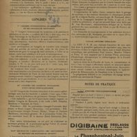 0180 - Page 178 - Informations. Hôpital Saint-Antoine / Société anatomique de Paris / Congrès. Ve Congrès international de médecine et de pharmacie militaires / IIIe Congrès des sociétés françaises d'oto-neuro-ophtalmologie / XXIVe réunion de l'association des anatomistes et réunion de anatomical society / Exposition française au Caire / Voyage d'études médicales / Notes de pratique. Dyspnée toxi-alimentaire