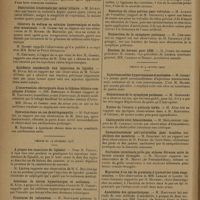 0190 - Page 188 - Sociétés savantes. Société de chirurgie. (Séance du 12 décembre 1928). Os supra-condylien. M. Mouchet / A propos du Mikulicz. M. Métivet / Fracture du cotyle. M. Mauclaire / Obstruction intestinale par calcul biliaire. M. Auvray / Chlorure de sodium en solution hypertonique et occlusion intestinale. M. Gosset, sur une observation de M. Michel / Accidents consécutifs aux injections de lipiodol. M. Duval, sur une observation de M. Sicard / L'intervention chirurgicale dans la lithiase biliaire compliquée d'ictère. MM. Bengolea et Suarez (rapport de M. Hartmann) / Opération dans un cas de syringomyélie. M. Hartmann, sur une observation de M. Zeno / (Séance du 19 décembre 1928). A propos des injections de lipiodol. Pour M. Proust / Solutions de sérum hypertonique et occlusion. M. Küss, à propos de la communication récente de M. Gosset / Fractures du calcanéum. M. Mauclaire / Rupture du tendon du quadriceps. M. Cadenat, sur deux observations de MM. Vanlande et Guillemin / Hygroma hémorragique de la bourse séreuse du psoas. M. Chastenet de Géry (rapport de M. Auvry) / Ligatures des carotides pour cancers cervicaux. M. Chastenet de Géry (rapport de M. Auvry) / Résection du côlon pelvien pour volvulus. M. Aumont [rapport de M. Okinczyc] / Disjonction de la symphyse pubienne. M. Chevassu, une observation de M. Grimault / Election du bureau pour 1929. M. Cunéo / (Séance du 9 janvier 1929). Injections salées hypertoniques et occlusion. M. Gosset / Disjonctions de la symphyse pubienne. M. Maisonnet / Kystes de l'ovaire à pédicule tordu. M. Küss, sur quelques observations dues à M. Koutodina / Cholécystite avec hématémèses. M. Moulonguet (rapport de M. Cadenat) / Sympathectomies péri-artérielles pour troubles trophiques des membres. M. Robineau, sur deux observations de M. Ferret / Occlusion intestinale grêle par sténose fibreuse suite de hernie crurale étranglée. M. Mathieu, une observation de M. Matry / Migration d'un épi de graminée à travers les voies respiratoires, une observation de MM. Lamare et Larjet par M. Mathieu / Anesthésie des splanchniques. M. Hartmann. A propos de deux travaux adressés par MM. Baquié et Zeno / Action des courants de haute fréquence. M. Heitz-Boyer