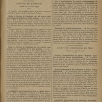 0209 - Page 207 - Sociétés savantes. Société médicale des hôpitaux. (Séance du 25 janvier 1929). Dosage colorimétrique des sels biliaires dans la bile et le liquide duodénal. MM. M. Chiray, L. Ouny et A. Marcotte / Société de biologie. (Séance du 19 janvier 1929) / Étude de l'action de l'asphyxie sur les centres vaso-moteurs par la méthode de la tête perfusée. MM. L. Binet et R. Gayet / Étude de l'action de l'asphyxie sur les centres vaso-moteurs par la méthode de la tête perfusée. MM. L. Binet et R. Gayet / L'excitabilité neuro-musculaire dans la rigidité décérébrée. MM. G. Marinesco, O. Sager et A. Kreindler / Sur la neutralisation du pouvoir oligodynamique du cuivre par les solutions d'électrolytes. Applications aux eaux minérales. MM. P.-L. Violle et A. Giberton / Évolution des greffes testiculaires. M. Retterer / Société des chirurgiens de Paris. (Séance du 4 janvier 1929). Fracture juxtamalléolaire du péroné. Diastasis. Luxation du pied en dehors. Ostéosynthèse. M. Séjournet, sur l'observation de M. Panis / Kyste hydatique de la face inférieure du foie en voie de suppuration. M. Desjardins, sur une observation de M. Millet / Appendicite gangréneuse avec péritonite généralisée. Occlusion intestinale consécutive par brides et adhérences. M. Petit de la Villéon, sur une observation de M. Millet / Calcul de l'extrémité inférieure de l'uretère enlevé par voie latérovésicale. M. Lavenant, sur une observation de M. Nora