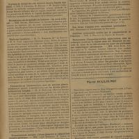 0281 - Page 279 - Sociétés savantes. Société médicale des hôpitaux. (Séance du 8 février 1929). A propos du dosage des sels biliaires dans le liquide duodénal. MM. E. Chabrol, H. Bénard et M. Bariéty / Un nouveau cas de maladie de Lobstein : les yeux ardoisés. MM. Sicard, Hagueneau et Gilbert-Dreyfus / Néphrose lipoïdique. M. Pr Merklen, Mlle Le Breton et M. R. Cahn / Pneumothorax thérapeutique mué en caverne pleuro-pulmonaire géante. Considération sur les fistules pleuro-pulmonaires borgnes. M. R. Burnand / Granulomatose maligne à forme pleurale et tuberculose ganglio-splénique. MM. Léon Bernard, F. Coste et M. Lamy / Sur les effets de l'opothérapie hépatique dans une anémie grave posthémorragique chez une azotémique. MM. Marcel Labbé, R. Boulin, L. Justin-Besançon et Gouyen / Phénomènes d'hypochloruration apparaissant chez un urémique traité par le régime sans sel. Nécessité du contrôle de l'état de la chloruration au cours du traitement des néphritiques azotémiques. MM. Léon Blum, Van Caulaert et P. Grabar / Pierre Bouloumié. [Nécrologie]