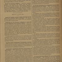 0303 - Page 301 - Sociétés savantes. Société de pédiatrie. (Séance du 15 janvier 1929). Les farines azotées. MM. Ribadeau-Dumas, André et Willemin / Election des membres du bureau / Election de nouveaux membres / (Séance du 22 janvier 1929). Emploi de l'oxygène naissant comme stimulant de l'appétit et de la nutrition chez le nourrisson. M. Briand / Recherches sur les processus d'adipolyse au cours des états de dénutrition de la première enfance. MM. Dorlencourt et Falcoin / Laryngite aiguë à streptocoque. Trachéotomie. Guérison. MM. Cassoutte et Poinso / Constatations anatomiques dans deux cas de sténose du pylore opérés. MM. Lereboullet, Aurousseau et Saint-Girons / Statistique des broncho-pneumonies infantiles (1re octobre 1927 au 30 juillet 1928). MM. Grenet et Guillemot / Le contrôle anatomique des radiographies dans la tuberculose pulmonaire de l'enfant. MM. Armand-Delille et Lestocquoy / Un cas de syndrome de Klippel Feil avec grosses anomalies vertébrales. MM. Roederer et Mouchet / Quatre cas d'infection des voies urinaires du nourrisson traités par le sérum anticolibacillaire de Vincent. MM. J. Dayras et R. Bernheim
