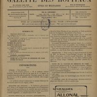0403 - Page 401 - Sommaire / Informations. Guerre / Ministère des pensions / Société médicale du littoral méditerranéen. Voyage médical de pâques sur la côte d'Azur / Nécrologie / Cours de la faculté de médecine de Paris. Clinique de dermatologie et de syphiligraphie