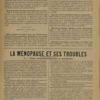 0470 - Page 468 - Sociétés savantes. Société des sciences médicales et biologiques de Montpellier et du Languedoc méditerranéen. (Séance du 11 janvier 1929). Talalgie rebelle datant de trois ans, guérie par le traitement chirurgical. MM. L. Rimbaud, V. Riche et J. Chardonneau / Un cas de paralysie amyotrophique du grand dentelé d'origine névraxitique. MM. E. Euzière, H. Viallefont et Mme Lonjon-Turot / Un cas d'invagination aiguë caeco-colique chez un adulte. MM. E. Mourgue-Molines et G. Fayot. (Séance du 25 janvier 1929). Fièvre ondulante de longue durée avec déterminations ostéo-articulaires persistantes (spondylite et sacro coxite) traitée par la gonacrine. MM. M. Janbon et J. Duponnois / Deux cas de fièvre ondulante traités par la gonacrine. MM. Lisbonne et Aubert / Mélitococcie suraiguë, mortelle à forme pseudo-granulique. MM. Ducamp, M. Janbon et L. Gondard / Projectile intraveineux latent décelé à l'occasion d'une fièvre ondulante. MM. Auge et Lisbone / La ménopause et ses troubles. V. États neurasthéniformes et psychoses