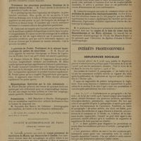 0559 - Page 557 - Sociétés savantes. Société de chirurgie. (Séance du 20 mars 1929). Paraplégies pottiques chez l'adulte. M. Leriche, comme le pense M. Sorral / Traitement des pleurésies purulentes. Drainage de la plèvre en thorax fermé. M. Picot / L'opération de Fredet. Traitement de la sténose hypertrophique du pylore du nourrisson. M. H. Billet / Mégaoesophage. Opération par la voie abdominale. M. Pierre Delbet / Présentation. MM. Mauclaire et Dioclès / Société l'anthropologie de Paris. (Séance du 7 mars 1929) / Intérêts professionnels. Assurances sociales