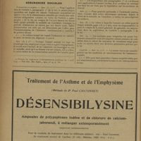 0578 - Page 576 - Sociétés savantes. Société de pédiatrie. (Séance du 19 mars 1929). Dilatations broncho-alvéolaires hérédo-syphilitiques. MM. Apert, Griard et Mlle Rappoport / Intérêts professionnels. Assurances sociales