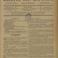 0603 - Page 601 - Sommaire / Informations. Hôpitaux de Paris. Concours de chirurgien des hôpitaux / Concours de l'assistance médicale / Écoles de médecine. Angers / Association amicale des chefs de clinique de l'école de médecine de Marseille / Médaille d'honneur des épidémies / La semaine nationale contre la diphtérie / Ligue contre le cancer / Centres anticancéreux