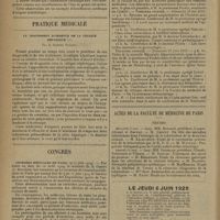 0716 - Page 714 - Sociétés savantes. Société médicale des hôpitaux. (Séance du 3 mai 1929). Insuffisance cardiaque goutteuse d'origine métabolique. M. Ed. Doumer / Pratique médicale. Le traitement d'urgence de la colique hépatique ; par le Docteur Savigny / Congrès. Journées médicales de Paris / Programme des réunions médicales de Nancy / Actes de la faculté de médecine de Paris. Thèses