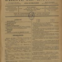 0735 - Page 733 - Sommaire / Informations. Hôpitaux de Paris. Concours de chirurgien des hôpitaux / Concours d'accoucheur des hôpitaux / Concours d'électro-radiologiste des hôpitaux / Hôpital Sadiki de Tunis / Facultés de médecine. Montpellier / Écoles de médecine. Nantes