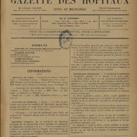 0751 - Page 749 - Sommaire / Informations. Hôpitaux de Paris. Concours de médecin des hôpitaux / Concours de chirurgien des hôpitaux / Facultés de médecine. Paris / Toulouse / Deuxième tombola de la société de secours mutuels et de retraites pour femmes et enfants de médecins (société F. E. M.) / Statistique municipale