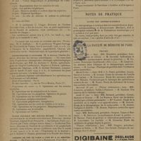 0776 - Page 774 - Informations. Cours de la faculté de médecine de Paris. Conférences de clinique et de thérapeutique de dimanche / Clinique des maladies du système nerveux. Amphithéâtre d'anatomie / École pratique des hautes études. Institut de psychiatrie et prophylaxie mentale / Chemins de fer de Paris à Lyon et à la méditerranée. De Paris à Lyon et à Barcelone / Notes de pratique. Algies des artério-scléreux / Actes de la faculté de médecine de Paris / Thèses