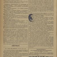 0808 - Page 806 - Informations. Cours de la faculté de médecine de Paris / Conférence internationale de psychiatrie et d'hygiène mentale / Sanatorium des étudiants / Chronique. Le Xe Salon des médecins (26 mai-3 juin 1929) / Renseignements