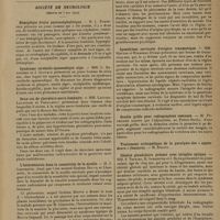 0833 - Page 831 - Actualités. Les enseignements d'une récente épidémie de variole (Angleterre 1929). [R. Levent] / Sociétés savantes. Société de neurologie. (Séance du 3 mai 1929). Hémiplégie droite postencéphalitique. M. L. Babonneix / Syndrome cérébello-spasmodique aigu. MM. L. Babonneix et J. Sigwald / Deux cas de chevelure sacro-lombaire. MM. Laignel-Lavastine et Papillault / L'hétéresthésie dans la commotion de la moelle. M. J. Lhermitte / Les réactions psycho-motrices chez les catatoniques. MM. Claude, Baruk et Noel / Spondylose cervicale d'origine traumatique. MM. Heuyer et Ribadeau-Dumas / Double grille pour radiographies osseuses. M. Puthomme / Obésité glandulaire précoce avec atrophie optique. MM. F. Terrien, H. Schaeffer et J. Blum