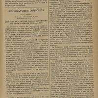 0865 - Page 863 - Hémiplégie cérébelleuse traumatique ; par G. Baillat... et Paul Mériel... (Clinique chirurgicale de M. le Professeur E. Mériel.) / Les ligatures difficiles ; par H. Billet... Ligature des l'artère tibiale antérieure au tiers supérieur de la jambe