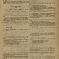 0913 - Page 911 - Livres nouveaux. Traité de pharmacie chimique, par MM. P. Lebeau... / Notes pour l'internat. Cancer du rectum (A suivre) / Actes de la faculté de médecine de Paris. Thèses