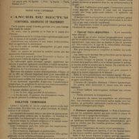 0944 - Page 942 - Livres nouveaux. Le cardiogramme de décubitus latéral gauche en clinique. Analyse, interprétation, rapports avec la valeur fonctionnelle du coeur, par V. Pachon... et Roger Fabre... / Notes pour l'internat. Cancer du rectum. Symptômes, Diagnostic et traitement