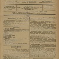 0947 - Page 945 - Abonnements de vacances / Sommaire / Informations. Hôpitaux de Paris. Concours de l'internat / Concours d'électro-radiologiste des hôpitaux / Hôpitaux de province. Bordeaux / Marseille / Facultés de médecine. Paris / Lille / Institut d'hygiène. Cours supérieur d'hygiène