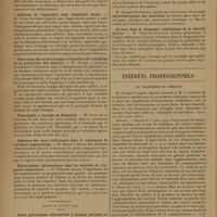 0958 - Page 956 - Sociétés savantes. Société de médecine de Paris. (Séance du 8 mars 1929). Radiographies de bronches lipiodolées en tube de macaroni. M. Georges Rosenthal / Ablation de l'appendice sous anesthésie locale. M. Victor Pauchet / Extraction des corps étrangers irréguliers de l'oesophage et en particulier des dentiers. M. Guisez / Pleurotomie à soupape de Rosenthal. M. Petit de la Villéon / Influence des eaux sulfureuses dans le traitement de certaines suppurations. M. Baqué / Entraînement spiroscopique dans les maladies de l'appareil respiratoire. M. Pescher / (Séance du 23 mars 1929). Ondes galvaniques alternatives à longues périodes en thérapeutique. M. Laquerrière / Engelures des jambes. M. P. Gallois / Erreurs dans le diagnostic radiologique de la vésicule biliaire. M. Nemours-Auguste / Intérêts professionnels. Le téléphone du médecin
